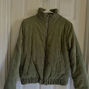 Papermoon Olive Green Corduroy Puffer Jacket